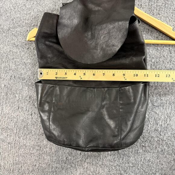 COS Unstructured Leather Backpack Drawstring Black Minimalist Casual Work Travel
